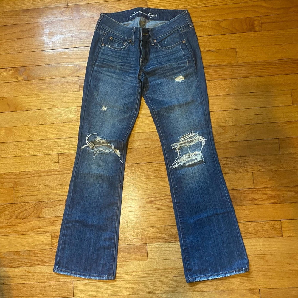 American Eagle Blue Flare Wide Leg Jeans